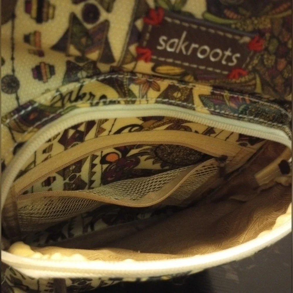 Sakroots Backpack‎ Small Tan Multi Owl Floral Festival Everyday Cute Bag
